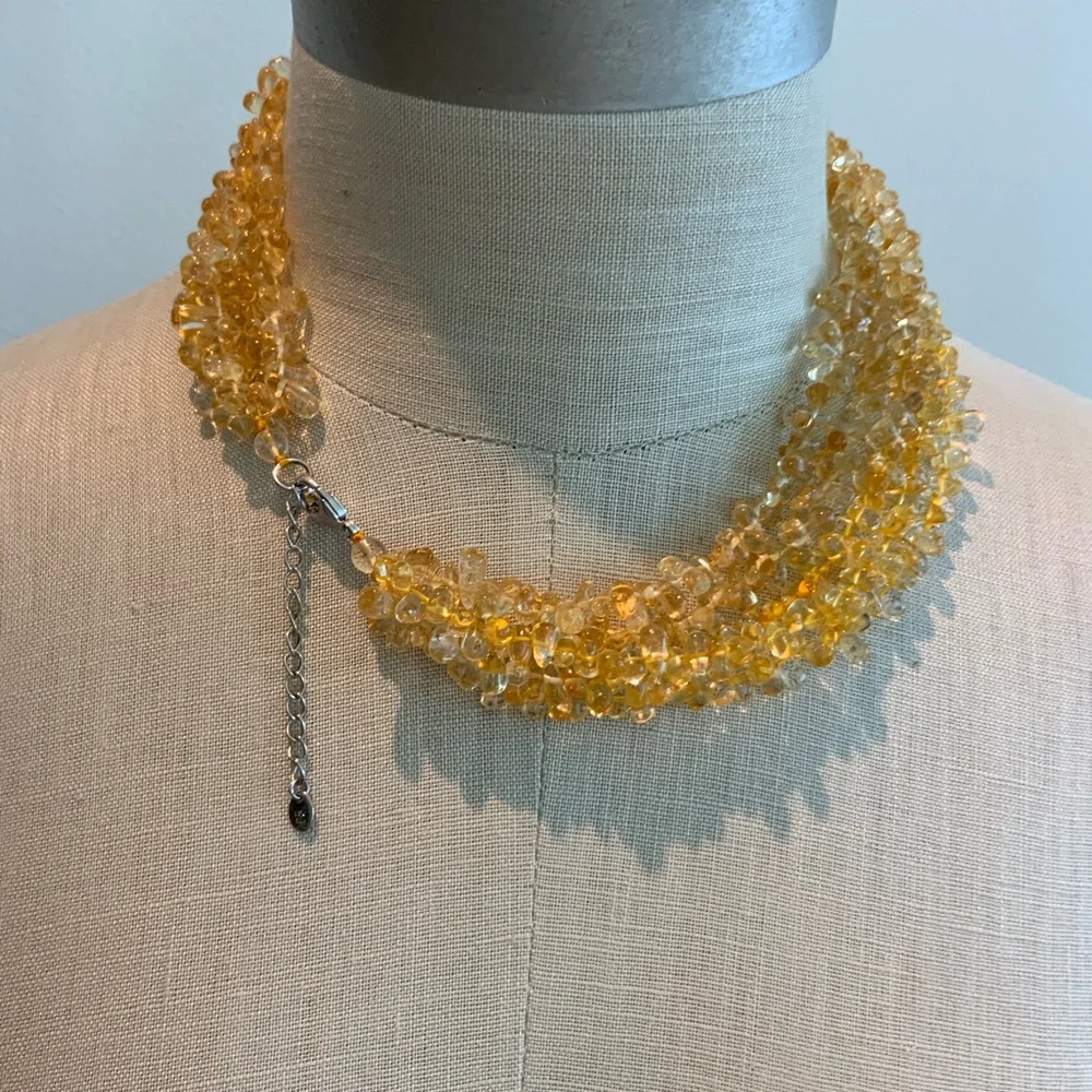 5 Strand Golden Citrine Necklace - Picture 2 of 5